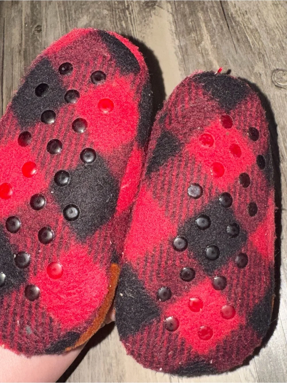 Kids Plush Reindeer Slipper Shoes - Red Plaid